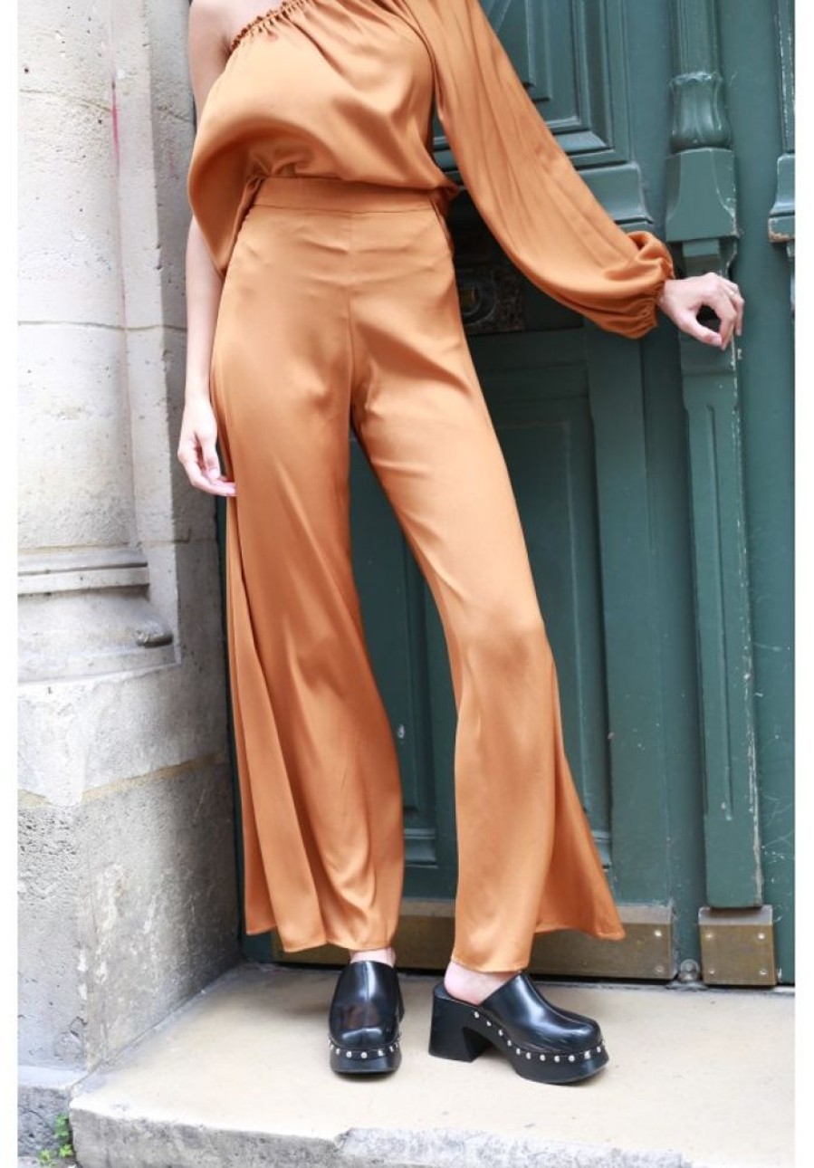 Femme Jane Wood | Pantalon Abba Satin Cognac